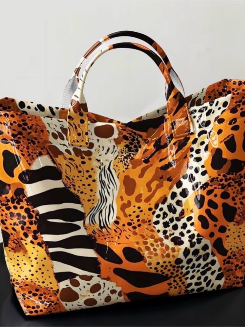Women's Orange Animal Print Tote Bag-NWOT- 1 Bag only